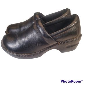 BOC Peggy Black Leather Clogs Women's 9.5